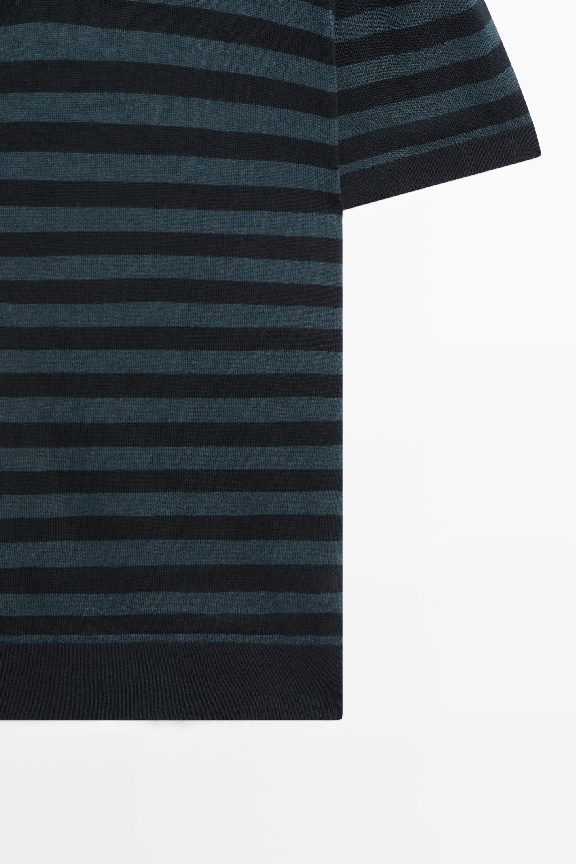 Contrast striped knit polo sweater